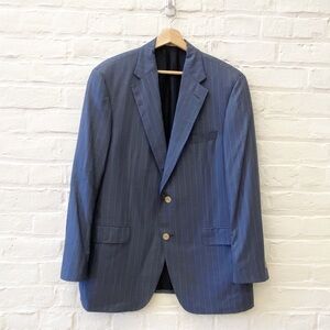 Ermenegildo Zegna x Samuelsohn || Earl Striped Sport Coat Blazer Jacket Blue 42R